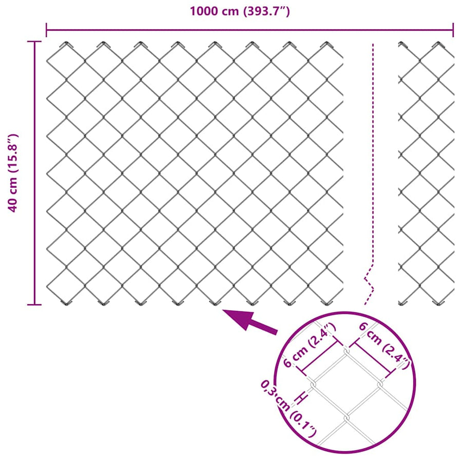 Afrasteringspaal Zilver 10 x 0,4 m (60 x 60 mm gaas) Staal