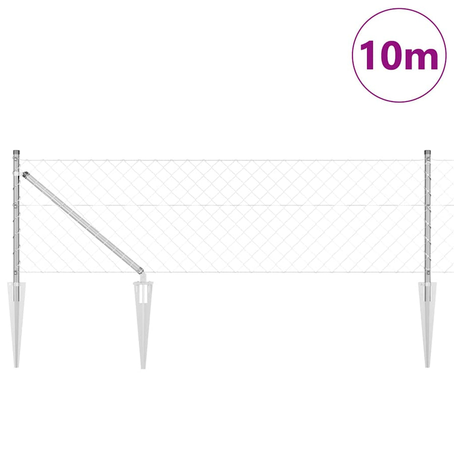 Afrasteringspaal Zilver 10 x 0,6 m (60 x 60 mm gaas) Staal