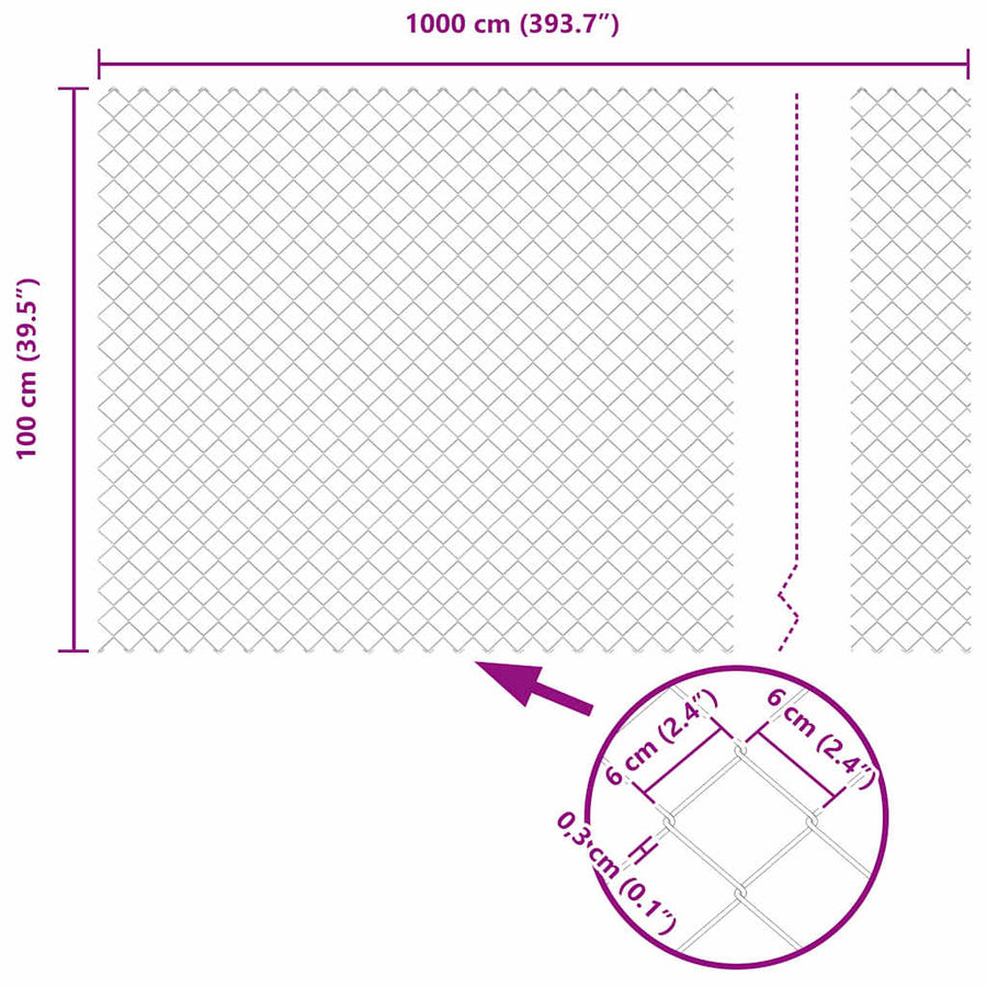 Afrasteringspaal Zilver 10 x 1 m (60 x 60 mm gaas) Staal