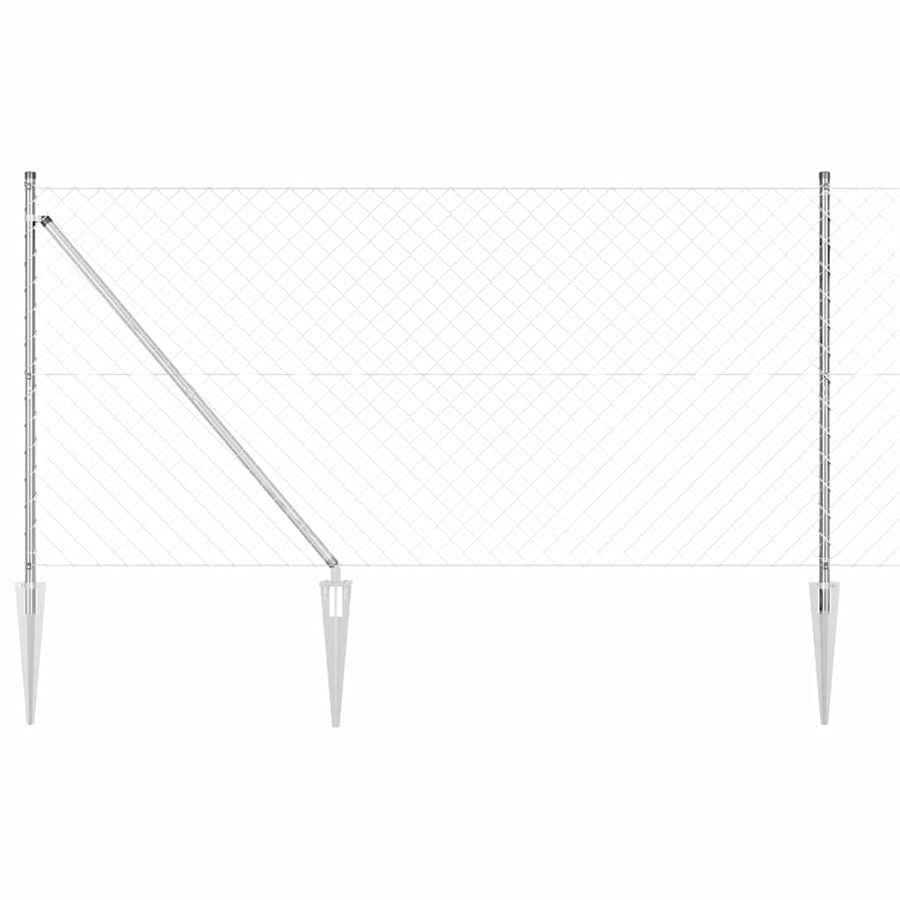 Afrasteringspaal Zilver 10 x 1,4 m (60 x 60 mm gaas) Staal