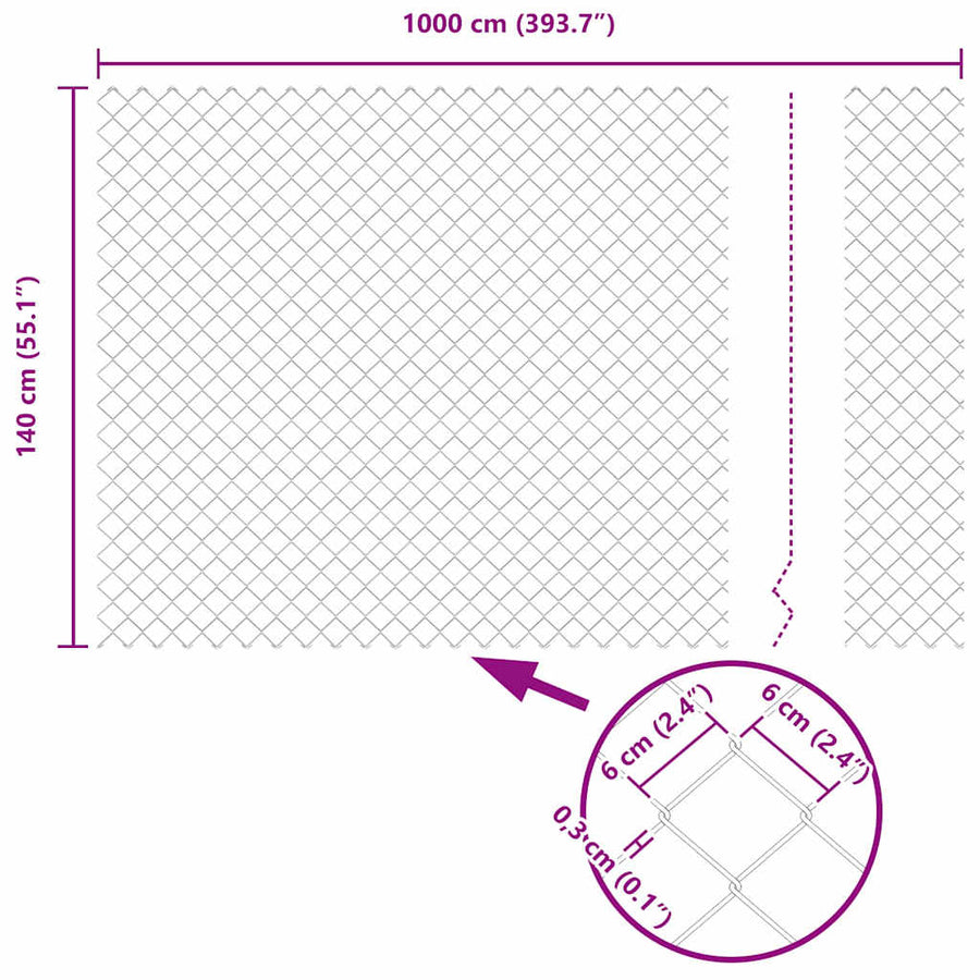 Afrasteringspaal Zilver 10 x 1,4 m (60 x 60 mm gaas) Staal