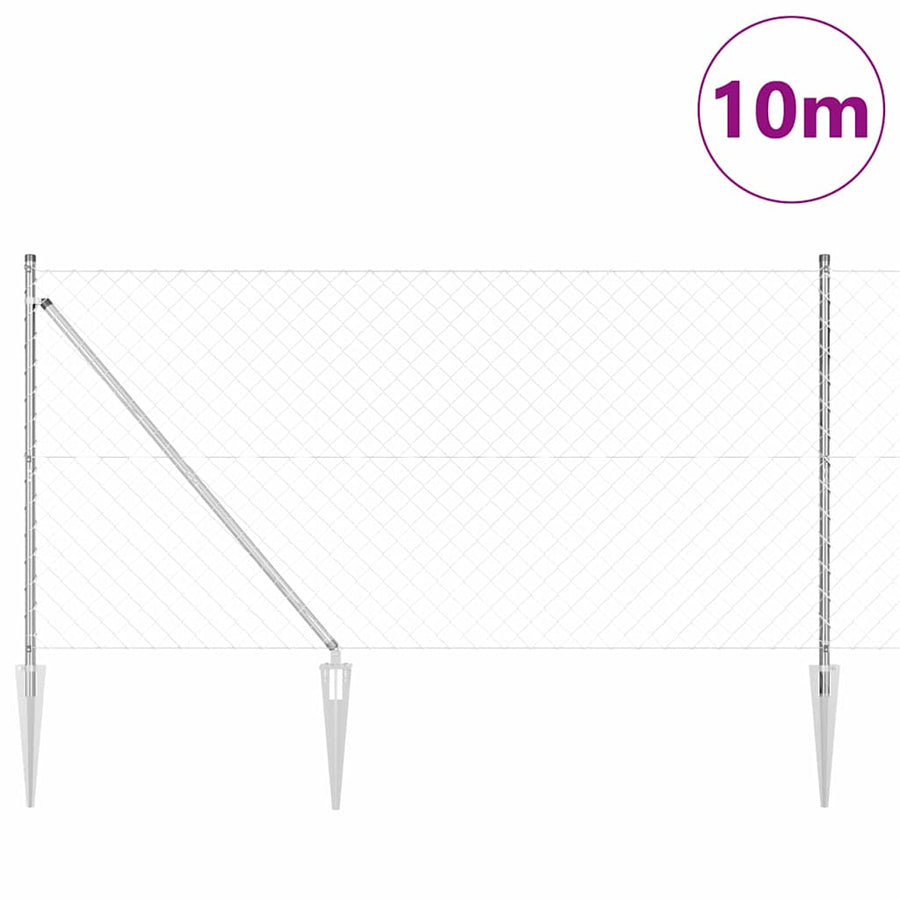 Afrasteringspaal Zilver 10 x 1,4 m (60 x 60 mm gaas) Staal