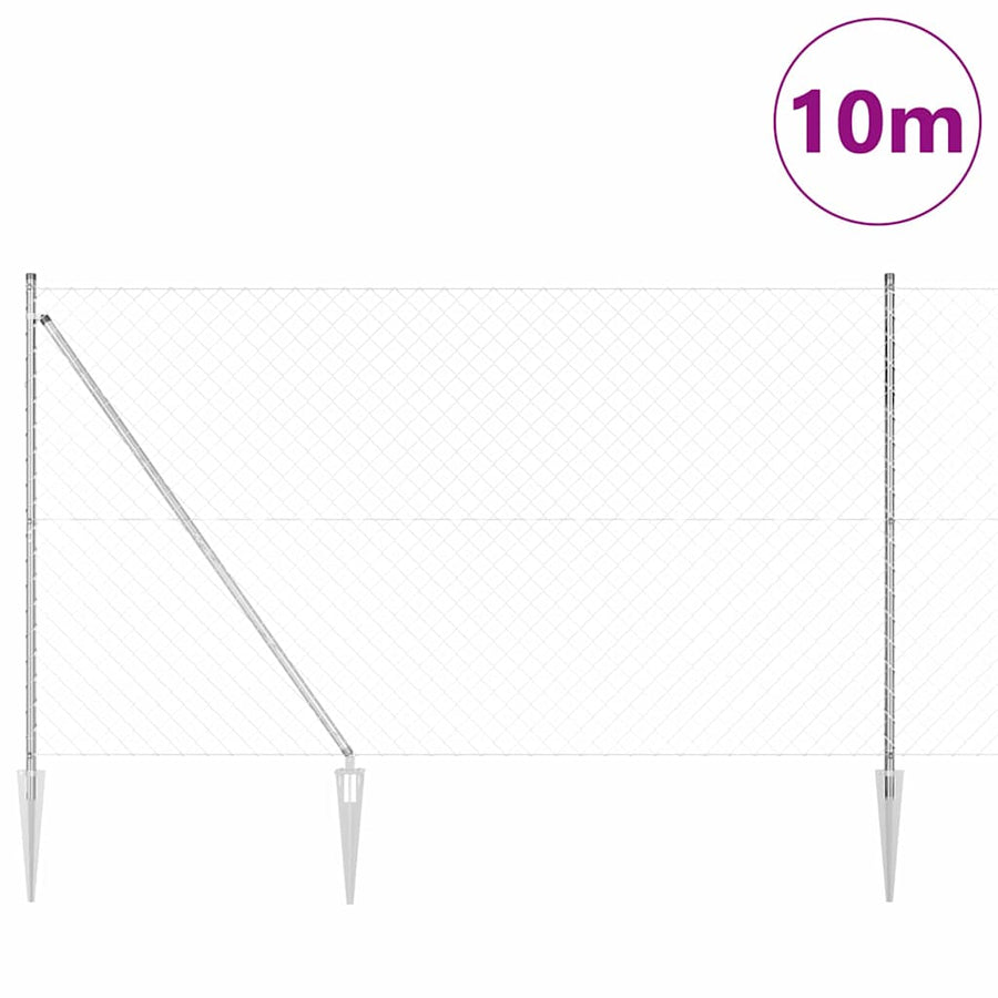 Afrasteringspaal Zilver 10 x 1,5 m (60 x 60 mm gaas) Staal
