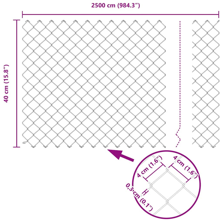 Afrasteringspaal Zilver 25 x 0,4 m (40 x 40 mm gaas) Staal