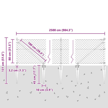 Afrasteringspaal Zilver 25 x 0,8 m (40 x 40 mm gaas) Staal
