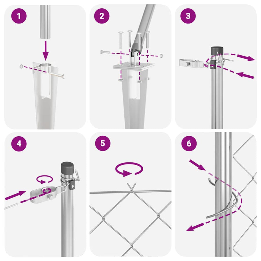 Afrasteringspaal Zilver 25 x 0,4 m (60 x 60 mm gaas) Staal