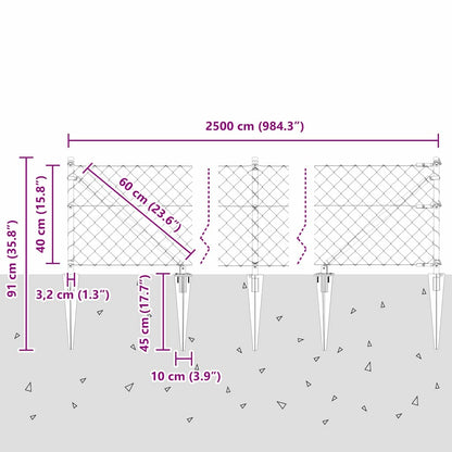 Afrasteringspaal Zilver 25 x 0,4 m (60 x 60 mm gaas) Staal