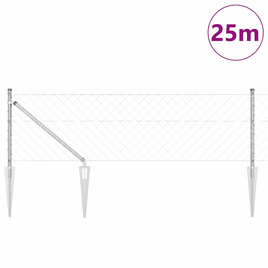 Afrasteringspaal Zilver 25 x 0,8 m (60 x 60 mm gaas) Staal