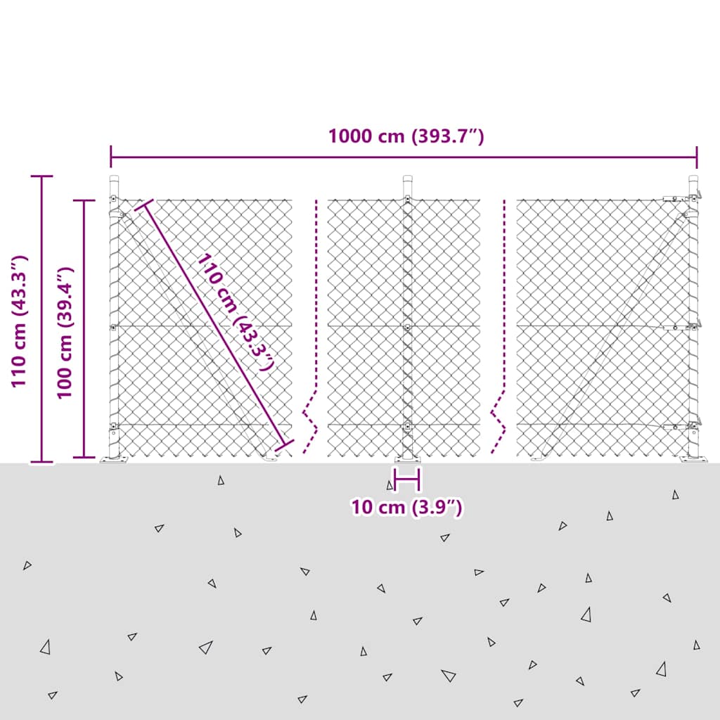 Afrasteringspaal Groen 10 x 1 m (40 x 40 mm gaas) Staal en PVC
