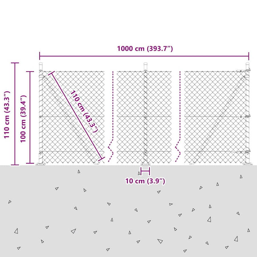 Afrasteringspaal Groen 10 x 1 m (40 x 40 mm gaas) Staal en PVC