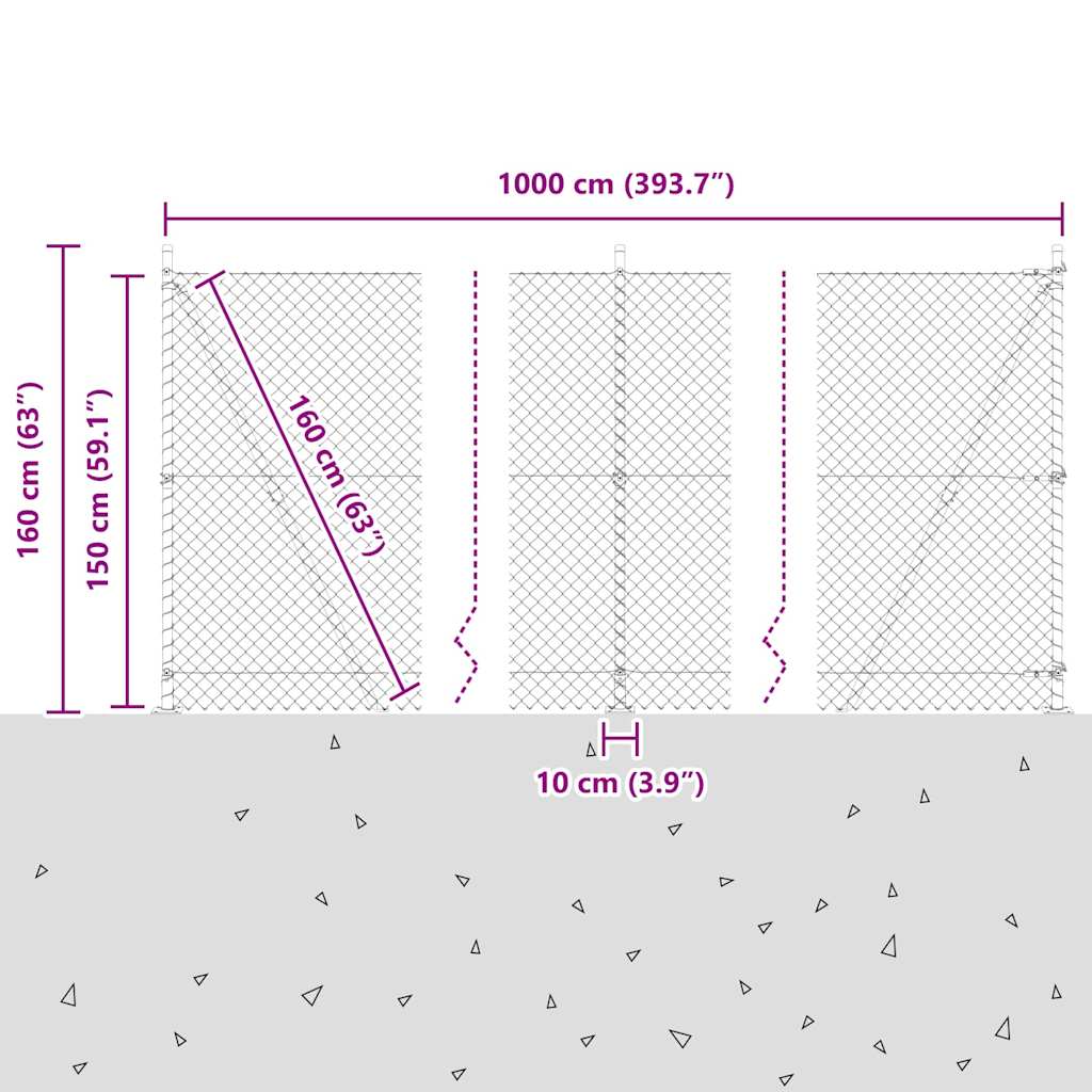 Afrasteringspaal Groen 10 x 1,5 m (40 x 40 mm gaas)