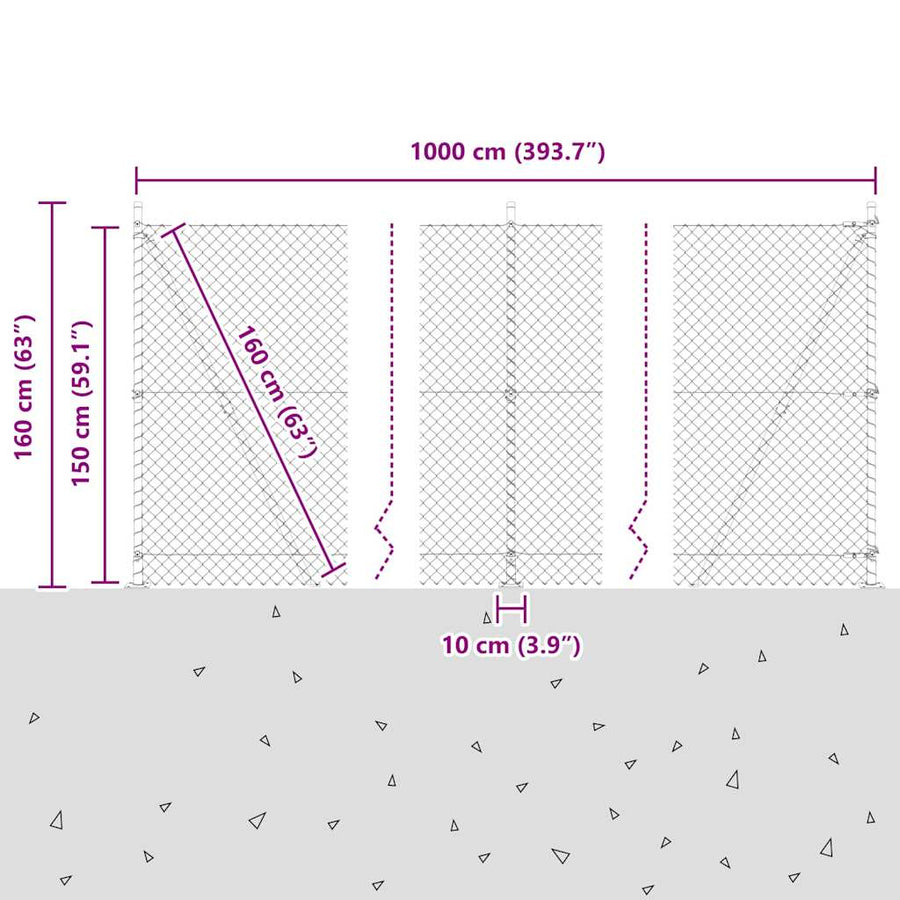 Afrasteringspaal Groen 10 x 1,5 m (40 x 40 mm gaas)
