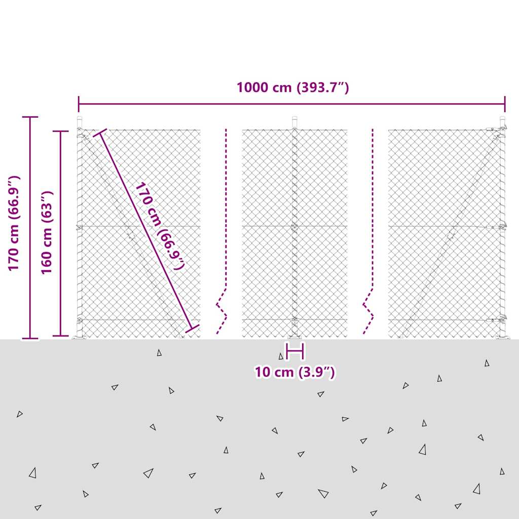 Afrasteringspaal Groen 10 x 1,6 m (40 x 40 mm gaas)