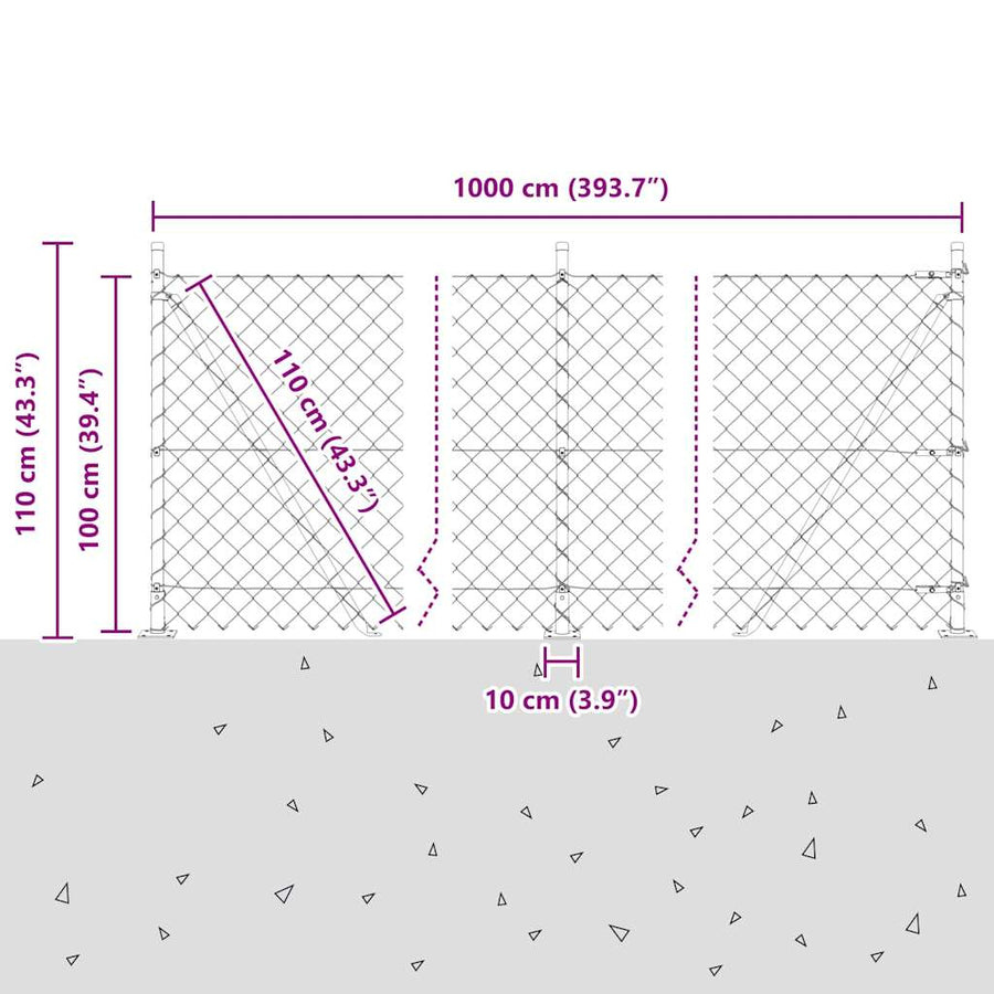 Afrasteringspaal Groen 10 x 1 m (60 x 60 mm gaas) Staal en PVC