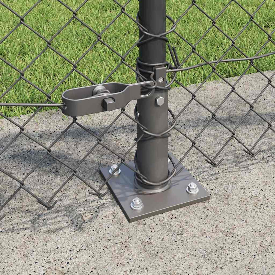 Afrasteringspaal Grijs 10 x 1 m (40 x 40 mm gaas) Staal en PVC