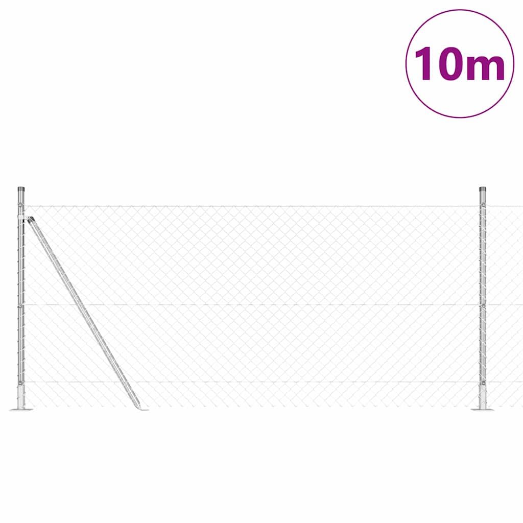 Afrasteringspaal Zilver 10 x 1 m (40 x 40 mm gaas) Staal