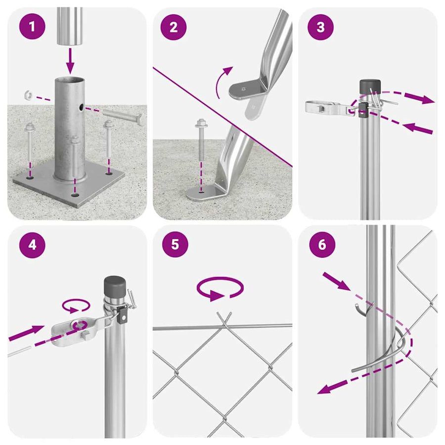 Afrasteringspaal Zilver 25 x 0,6 m (40 x 40 mm gaas) Staal