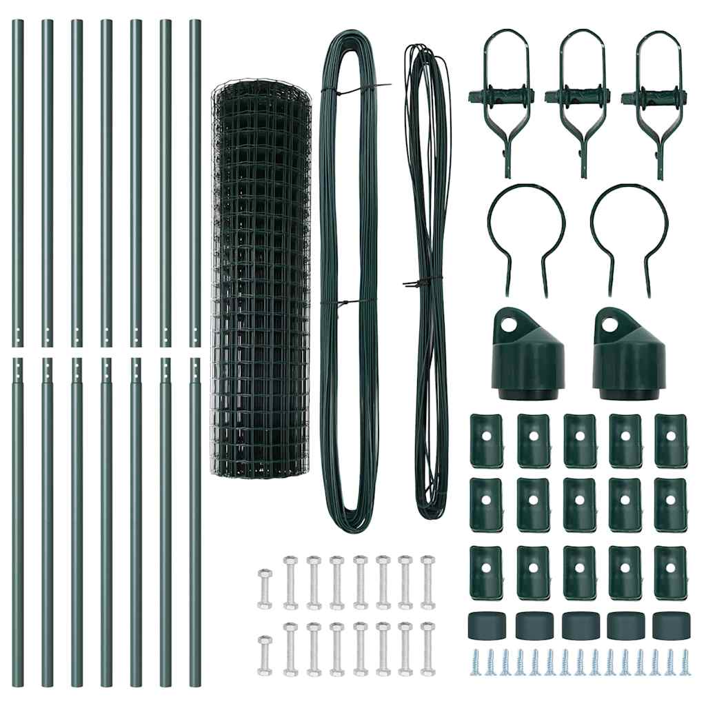 Hek met Paal Groen 1,2 x 10 m Staal en PVC