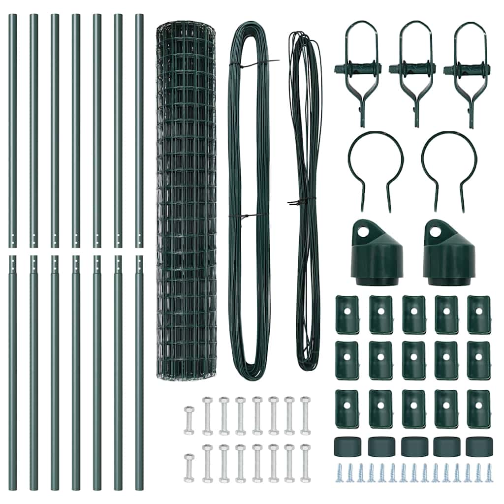 Hek met Paal Groen 1,5 x 10 m Staal en PVC