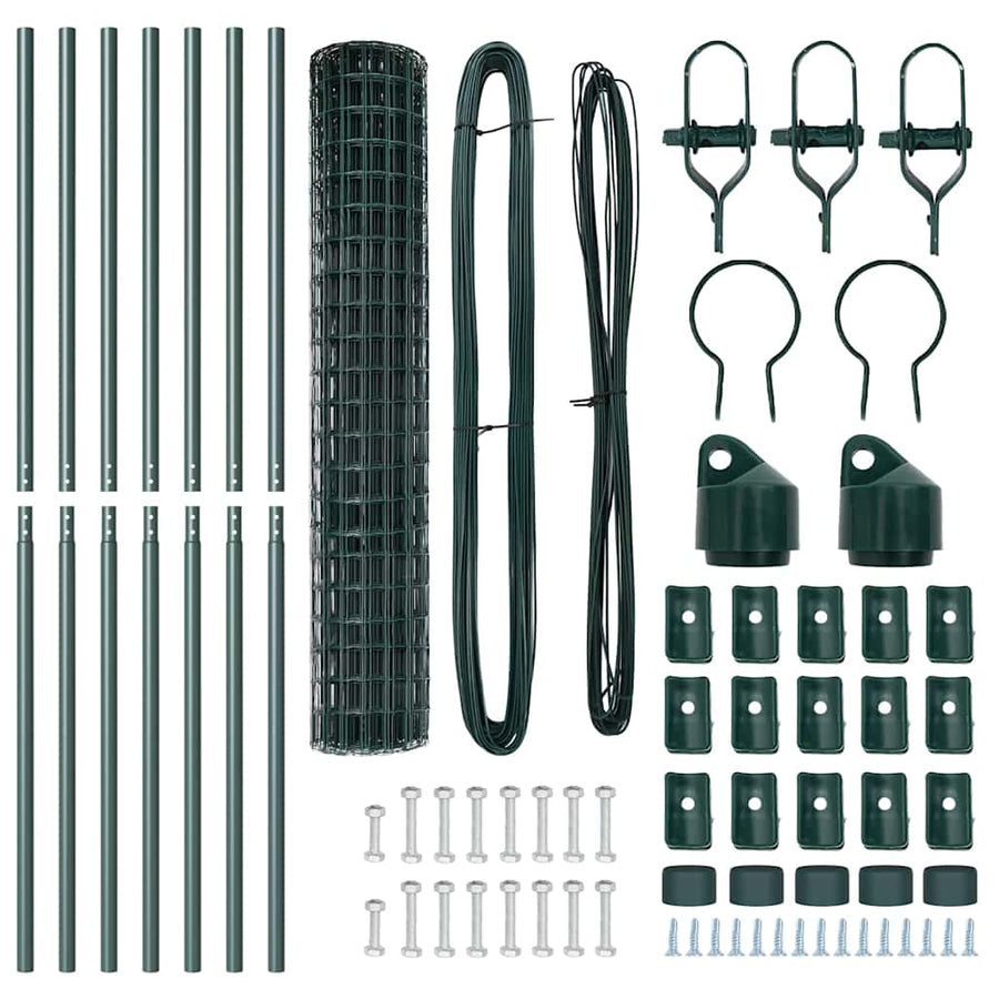 Hek met Paal Groen 1,5 x 10 m Staal en PVC