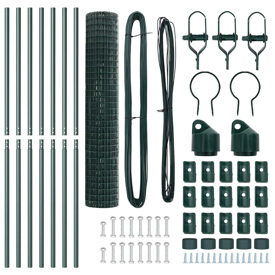 Hek met Paal Groen 1,6 x 10 m Staal en PVC