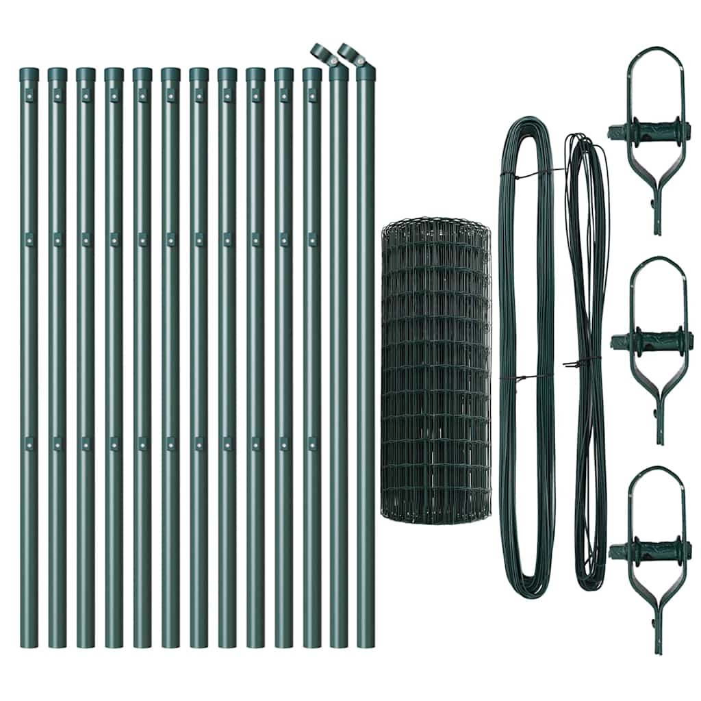 Hek met Paal Groen 0,4 x 25 m Staal en PVC