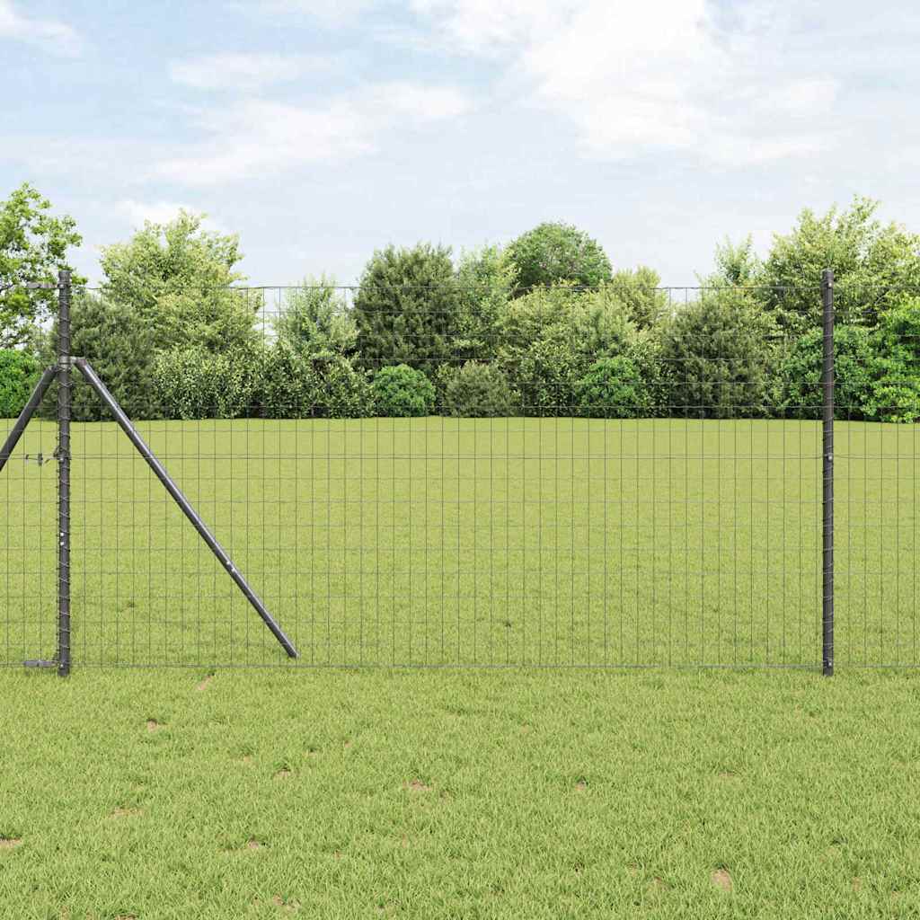 Hek met Paal Grijs 1,4 x 10 m Staal en PVC