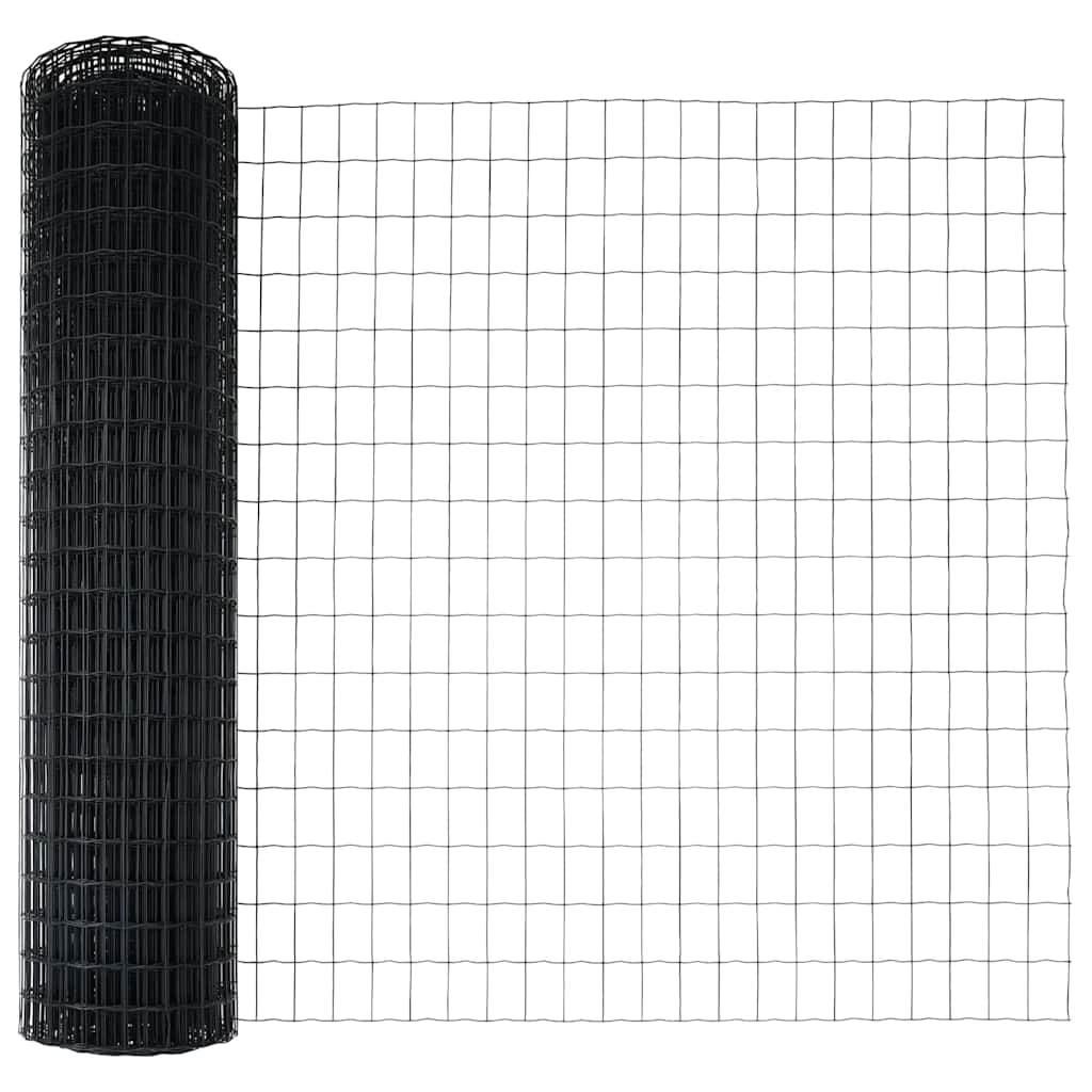 Hek met Paal Grijs 1,4 x 10 m Staal en PVC