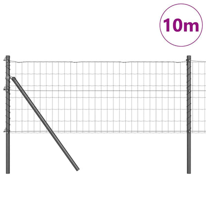 Hek met Paal Grijs 0,6 x 10 m Staal en PVC