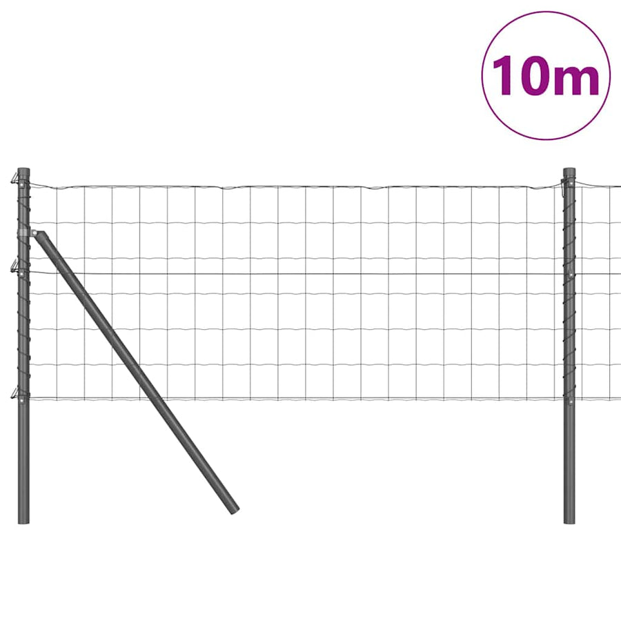Hek met Paal Grijs 0,4 x 10 m Staal en PVC