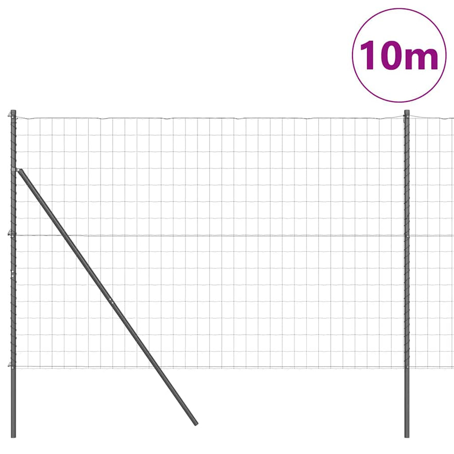Hek met Paal Grijs 1,5 x 10 m Staal en PVC