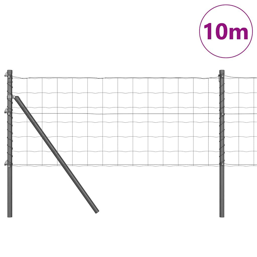 Hek met Paal Grijs 0,6 x 10 m Staal en PVC