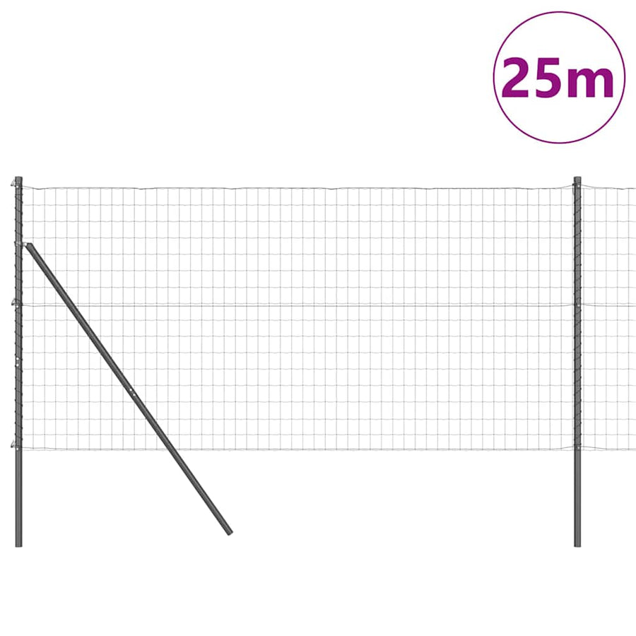 Hek met Paal Grijs 1,2 x 25 m Staal en PVC