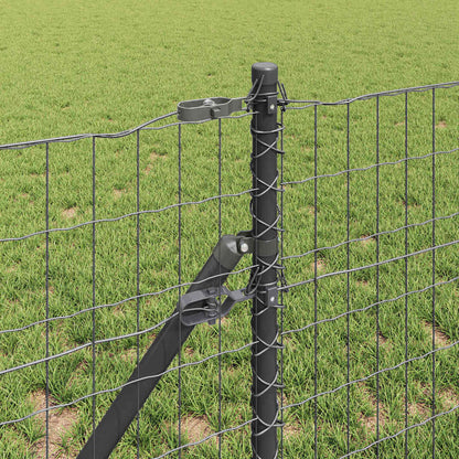Hek met Paal Grijs 0,6 x 25 m Staal en PVC