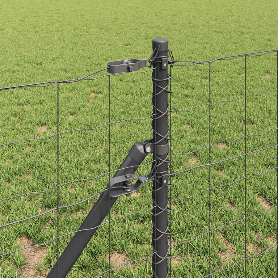 Hek met Paal Grijs 0,4 x 25 m Staal en PVC