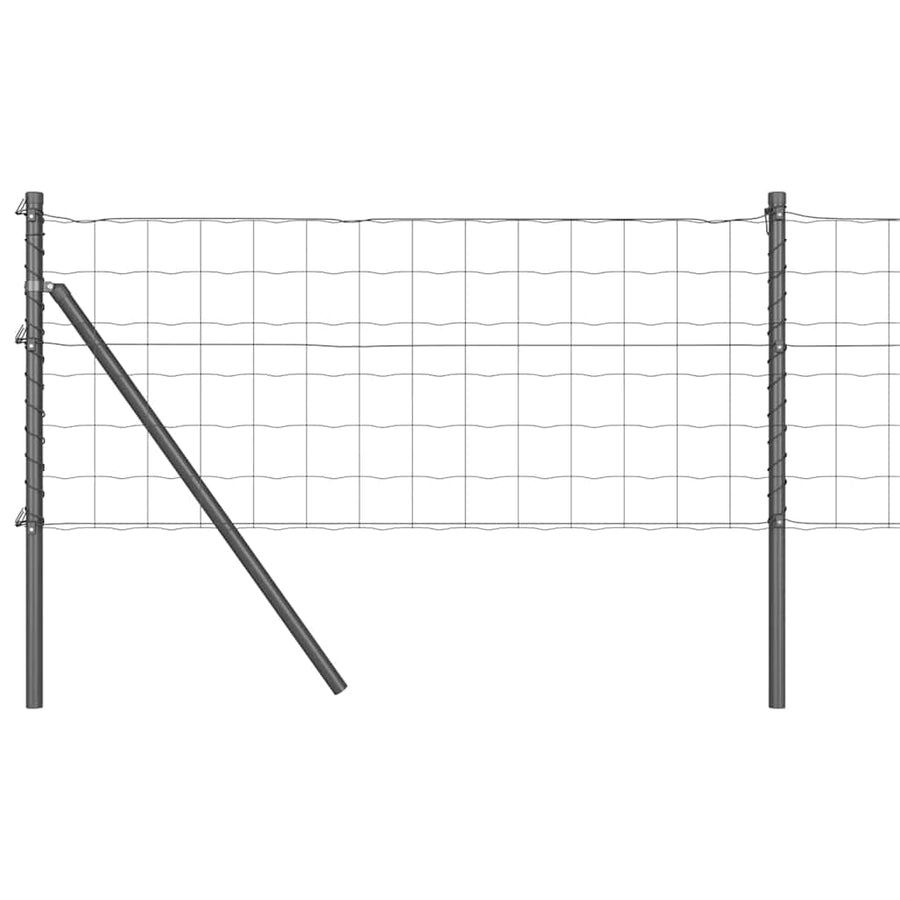 Hek met Paal Grijs 0,4 x 25 m Staal en PVC