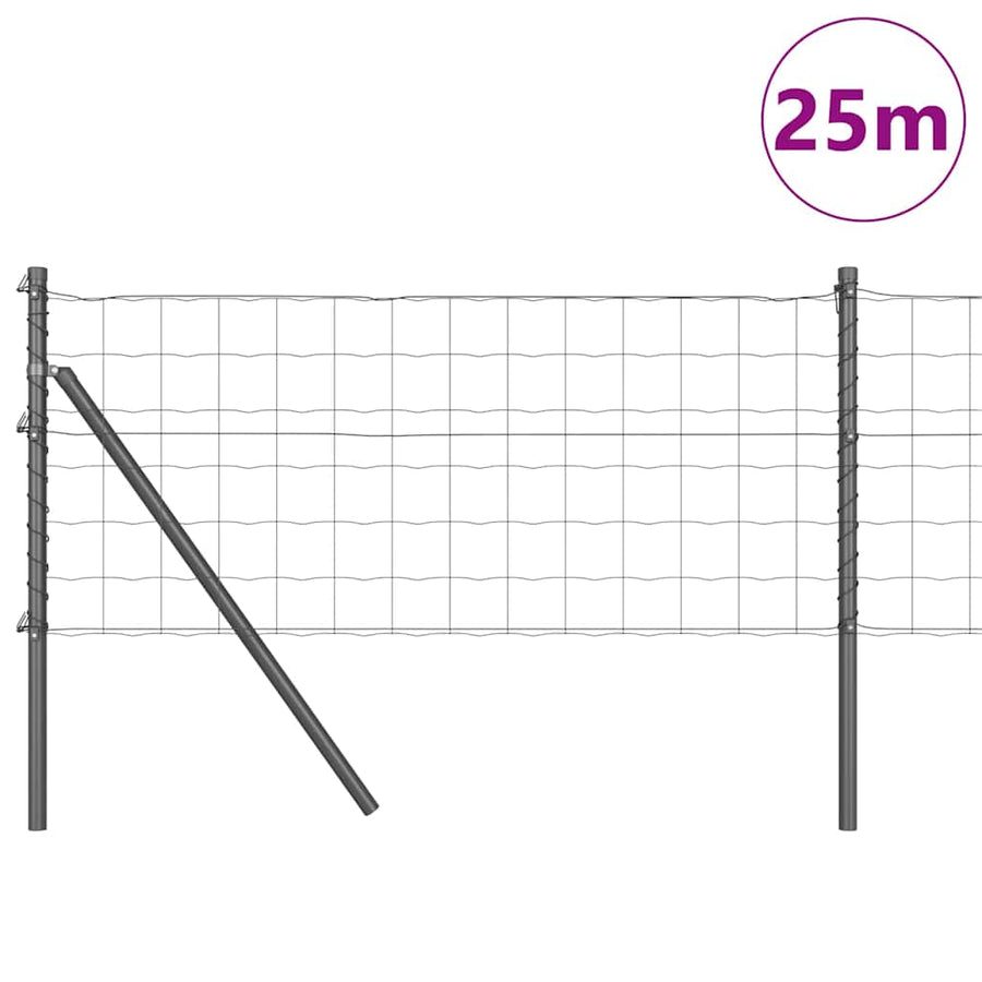 Hek met Paal Grijs 0,4 x 25 m Staal en PVC