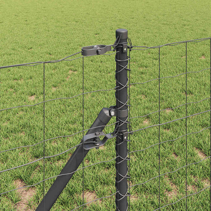 Hek met Paal Grijs 0,6 x 25 m Staal en PVC