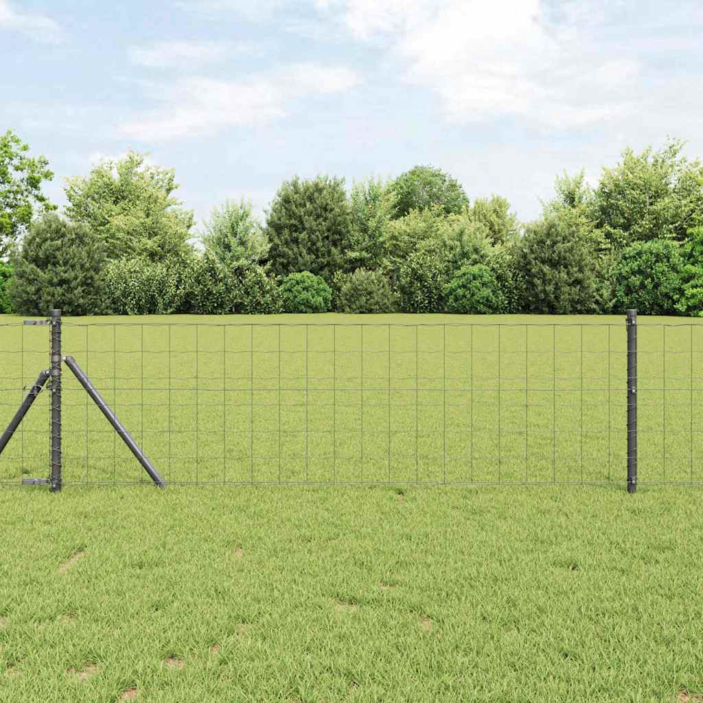 Hek met Paal Grijs 0,6 x 25 m Staal en PVC