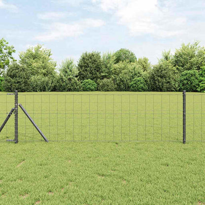Hek met Paal Grijs 0,6 x 25 m Staal en PVC