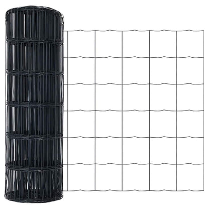 Hek met Paal Grijs 0,6 x 25 m Staal en PVC