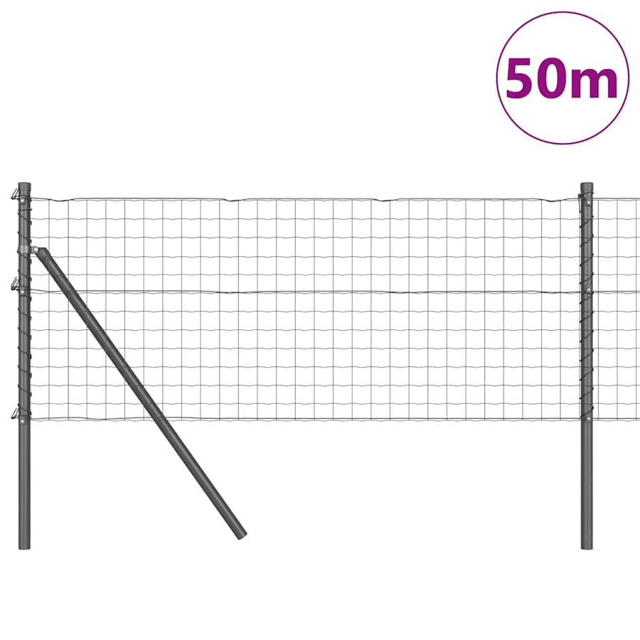 Hek met Paal Grijs 0,6 x 50 m Staal en PVC