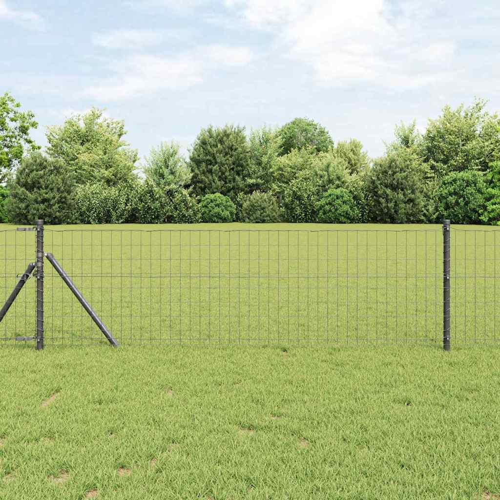 Hek met Paal Grijs 0,4 x 50 m Staal en PVC