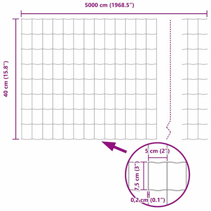 Hek met Paal Grijs 0,4 x 50 m Staal en PVC
