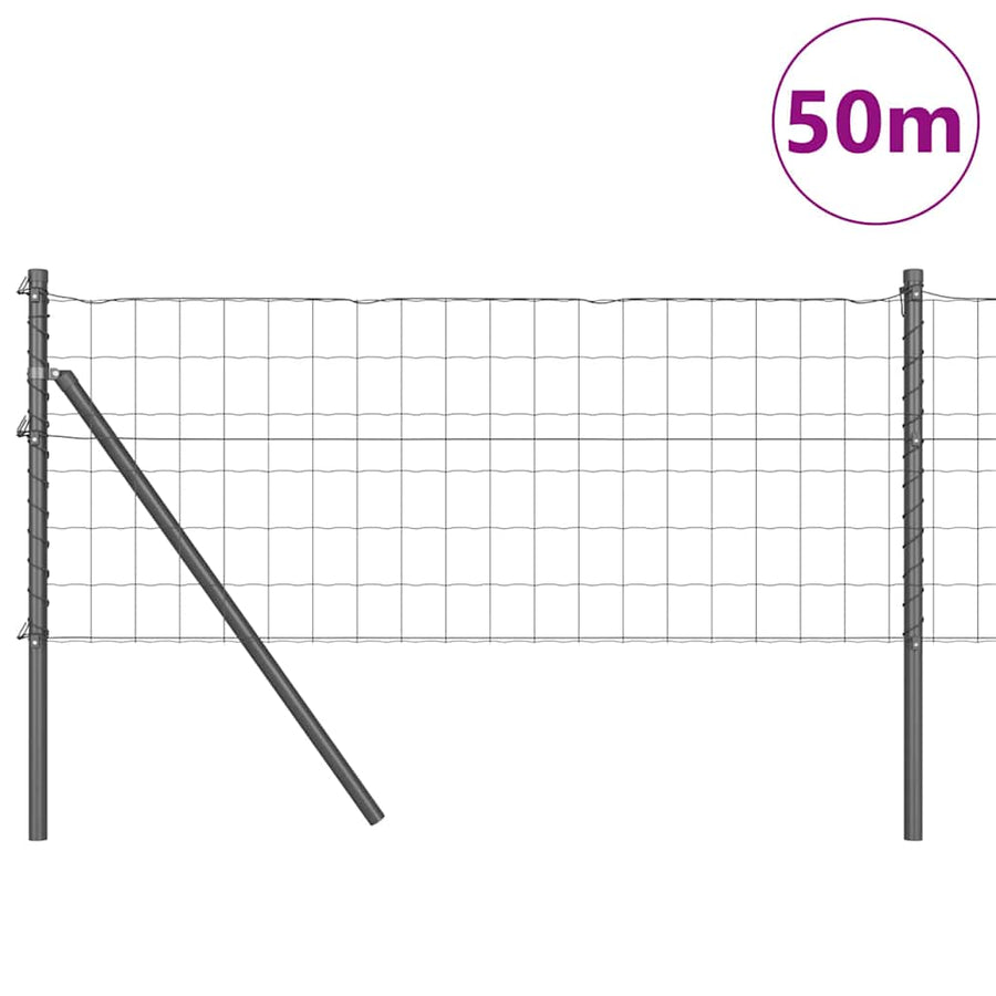 Hek met Paal Grijs 0,4 x 50 m Staal en PVC