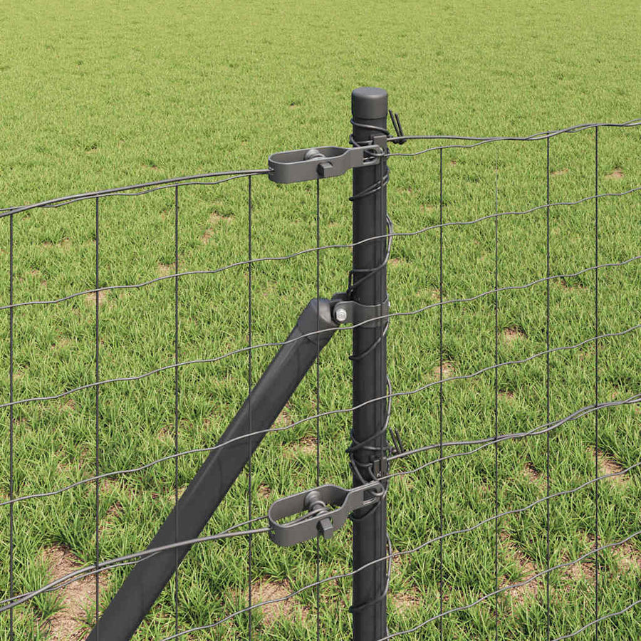 Hek met Paal Grijs 0,6 x 25 m Staal en PVC