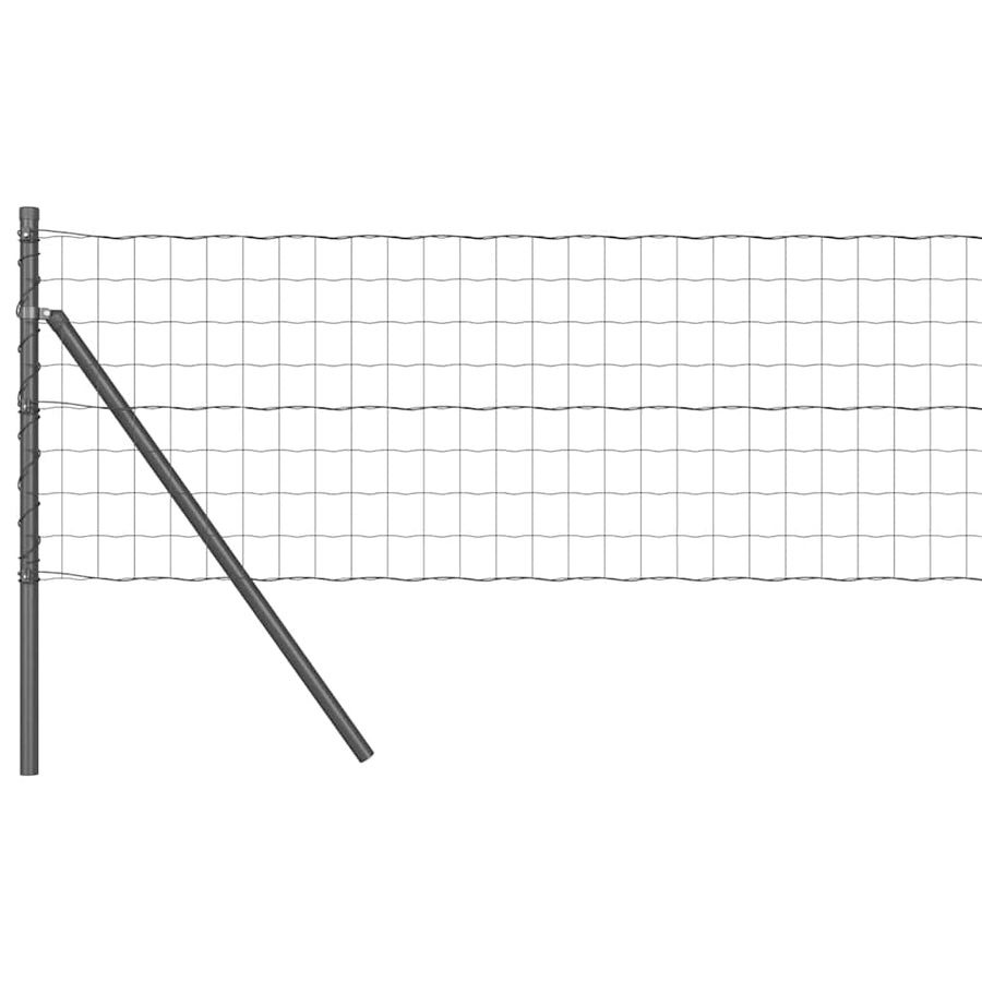 Hek met Paal Grijs 0,6 x 25 m Staal en PVC