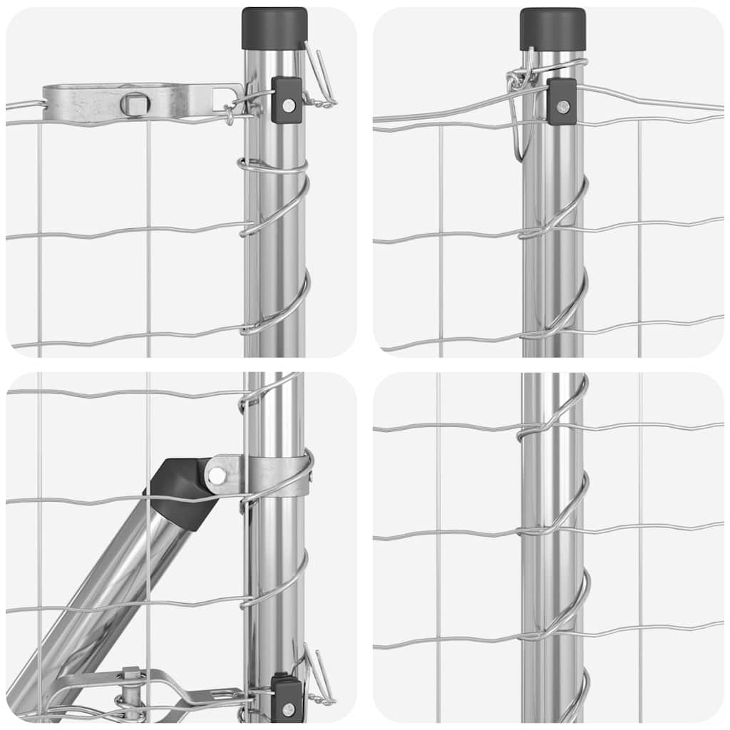 Hek met Paal Zilver 0,4 x 10 m Staal en PVC