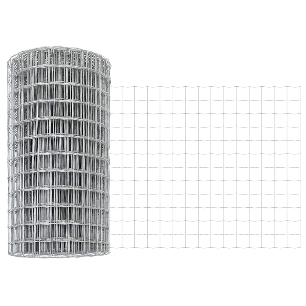 Hek met Paal Zilver 0,8 x 10 m Staal en PVC