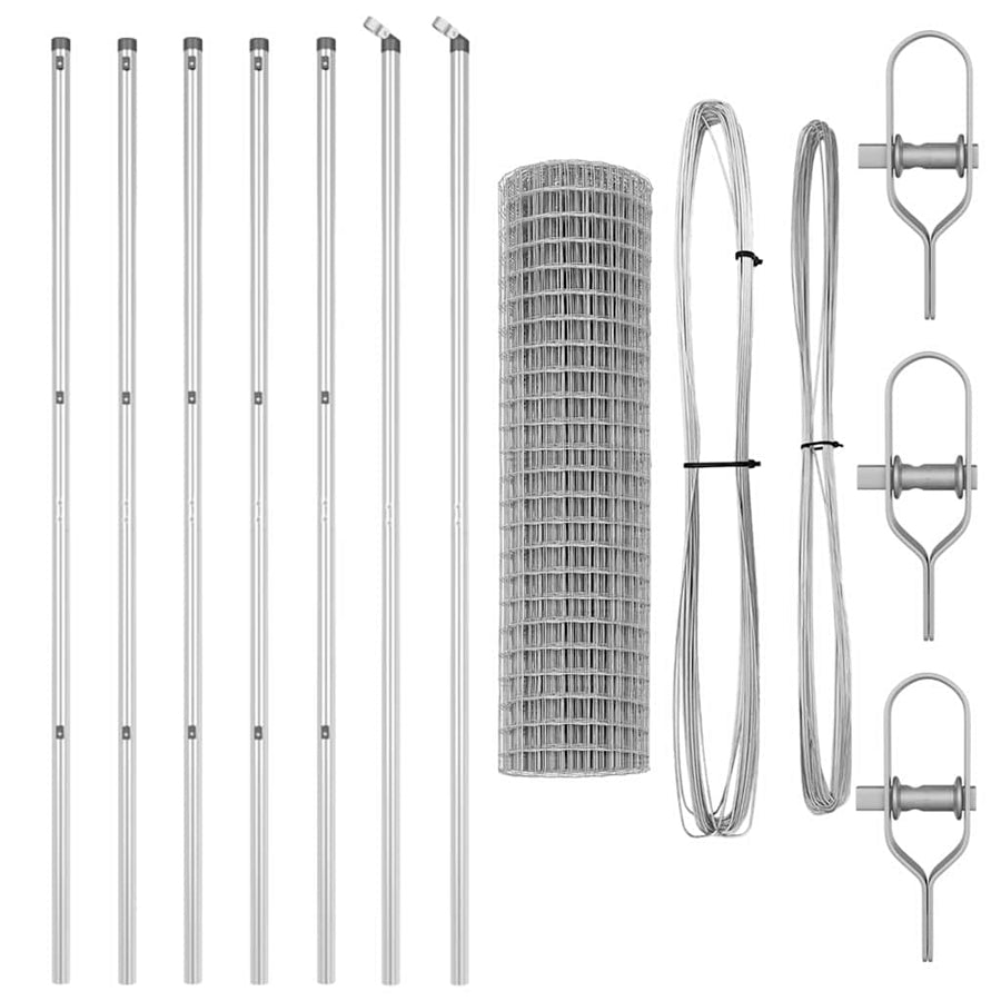 Hek met Paal Zilver 1,2 x 10 m Staal en PVC